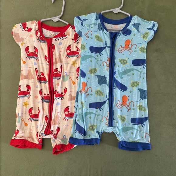 Little Sleepies Other - Little Sleepies Red and Blue Sea Life Pajama Set